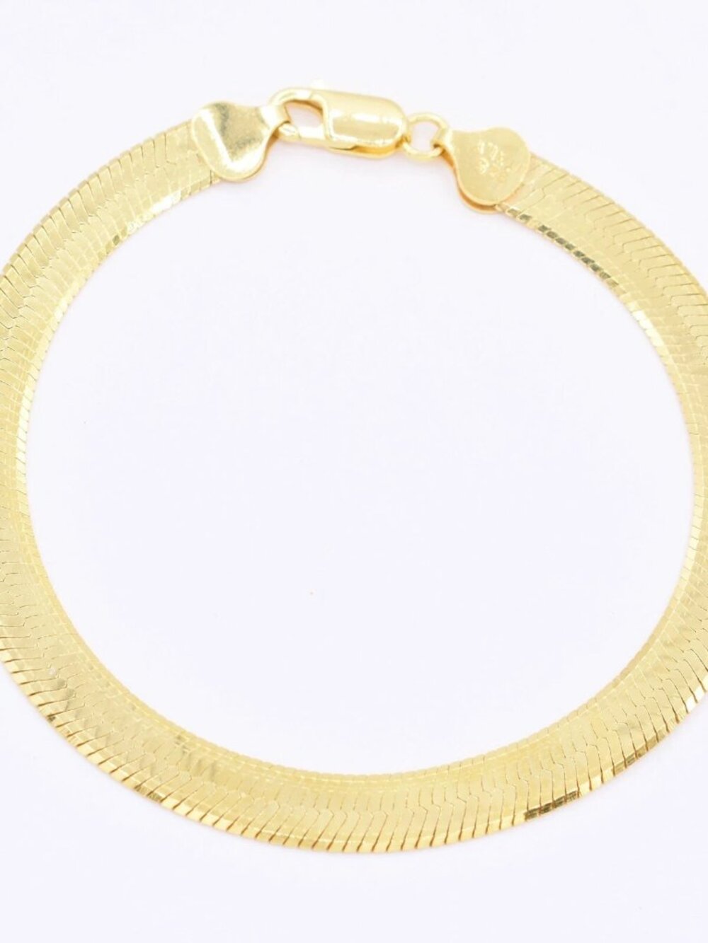 14K Plated Sterling Silver Herringbone Bracelet – 7mm